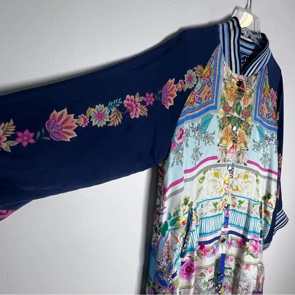 Johnny Was Fiori Reversible Silk Kimono Longline Jacket Sz S - Picture 8 of 8